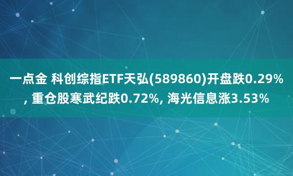 一点金 科创综指ETF天弘(589860)开盘跌0.29%, 重仓股寒武纪跌0.72%, 海光信息涨3.53%